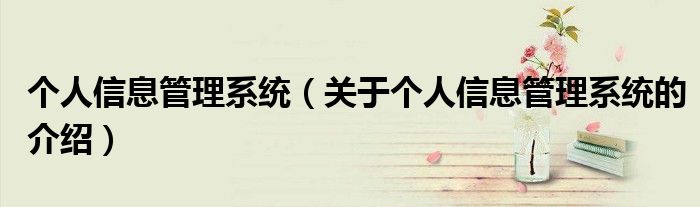个人信息管理系统（关于个人信息管理系统的介绍）