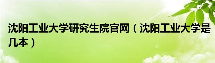 沈阳工业大学研究生院官网（沈阳工业大学是几本）