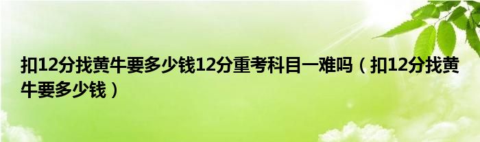 扣12分找黄牛要多少钱12分重考科目一难吗（扣12分找黄牛要多少钱）