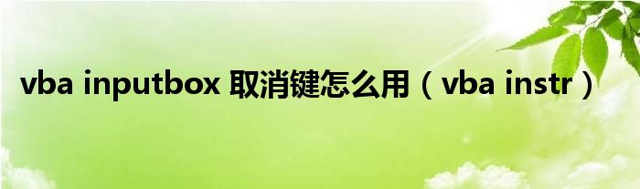 vba inputbox 取消键怎么用（vba instr）