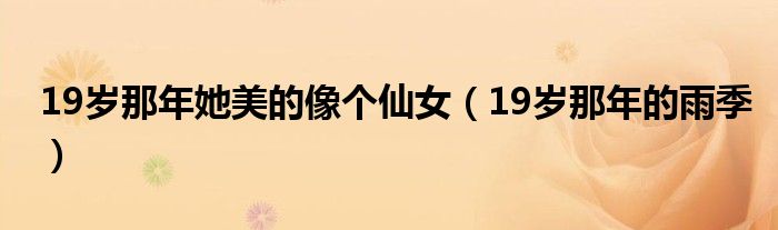 19岁那年她美的像个仙女（19岁那年的雨季）