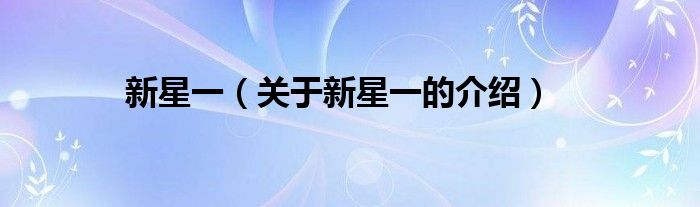 新星一（关于新星一的介绍）