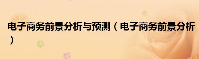 电子商务前景分析与预测（电子商务前景分析）