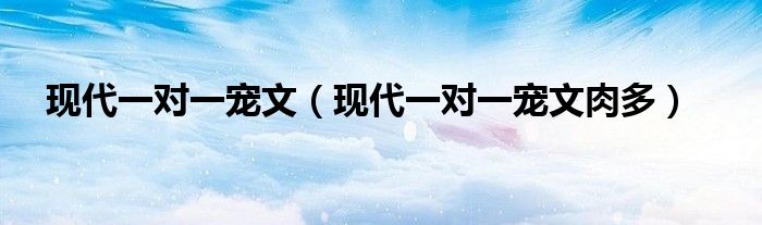 现代一对一宠文（现代一对一宠文肉多）