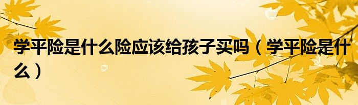 学平险是什么险应该给孩子买吗（学平险是什么）