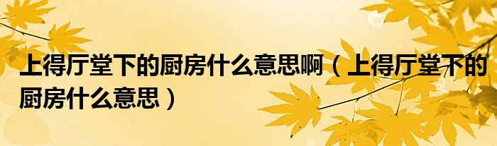上得厅堂下的厨房什么意思啊（上得厅堂下的厨房什么意思）