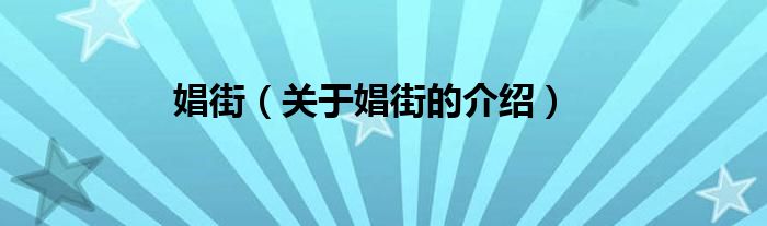 娼街（关于娼街的介绍）