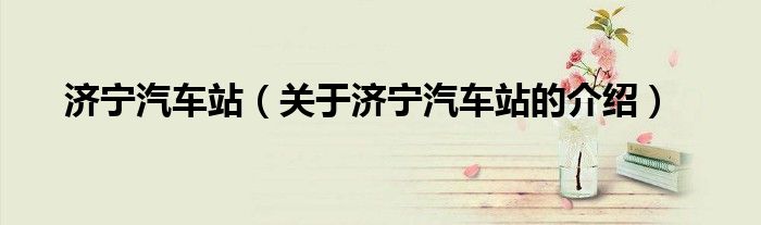 济宁汽车站（关于济宁汽车站的介绍）