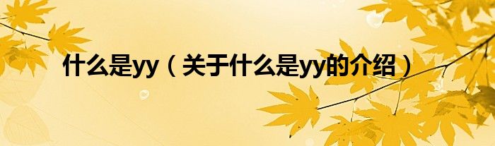 什么是yy（关于什么是yy的介绍）
