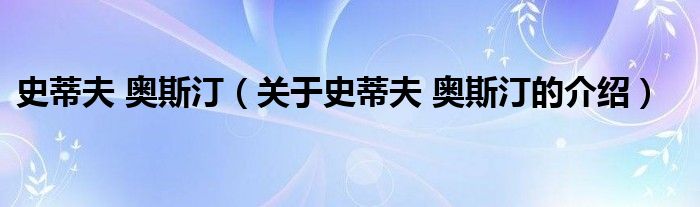史蒂夫 奥斯汀（关于史蒂夫 奥斯汀的介绍）