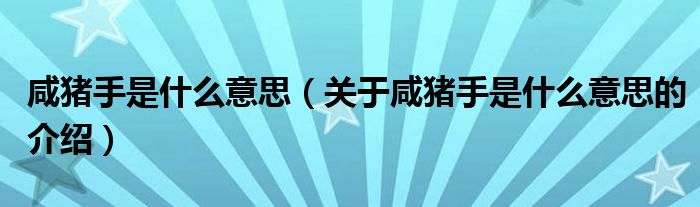 咸猪手是什么意思（关于咸猪手是什么意思的介绍）