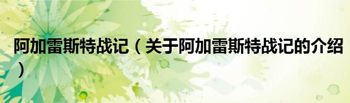 阿加雷斯特战记（关于阿加雷斯特战记的介绍）
