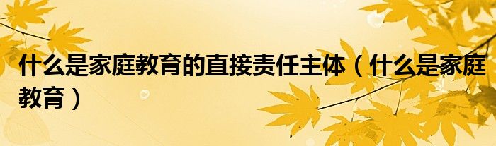 什么是家庭教育的直接责任主体（什么是家庭教育）