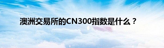 澳洲交易所的CN300指数是什么？