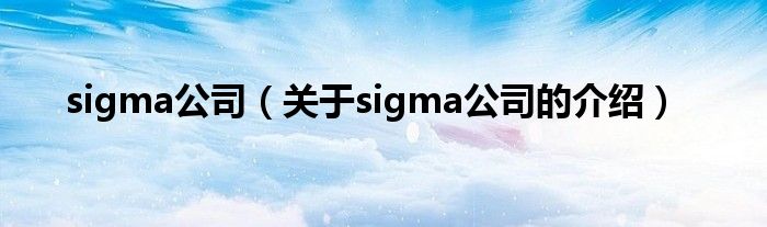 sigma公司（关于sigma公司的介绍）