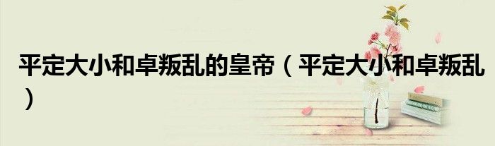 平定大小和卓叛乱的皇帝（平定大小和卓叛乱）