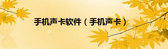 手机声卡软件（手机声卡）