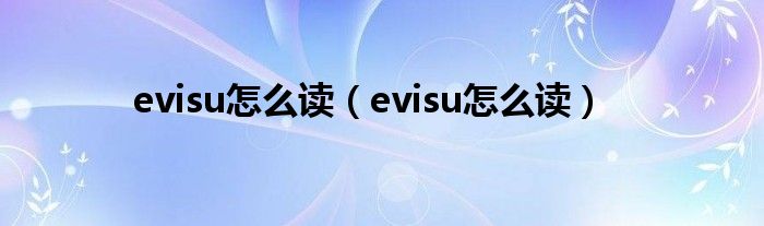 evisu怎么读（evisu怎么读）