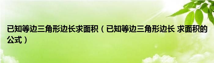 已知等边三角形边长求面积（已知等边三角形边长 求面积的公式）