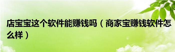 店宝宝这个软件能赚钱吗（商家宝赚钱软件怎么样）