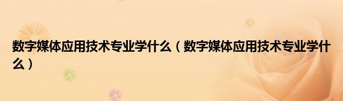 数字媒体应用技术专业学什么（数字媒体应用技术专业学什么）