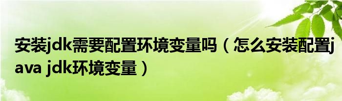 安装jdk需要配置环境变量吗（怎么安装配置java jdk环境变量）