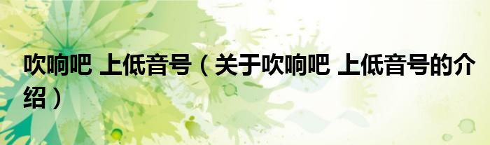 吹响吧 上低音号（关于吹响吧 上低音号的介绍）