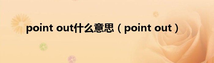 point out什么意思（point out）