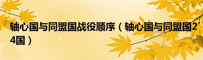 轴心国与同盟国战役顺序（轴心国与同盟国24国）