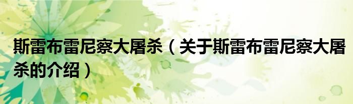斯雷布雷尼察大屠杀（关于斯雷布雷尼察大屠杀的介绍）