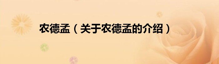 农德孟（关于农德孟的介绍）