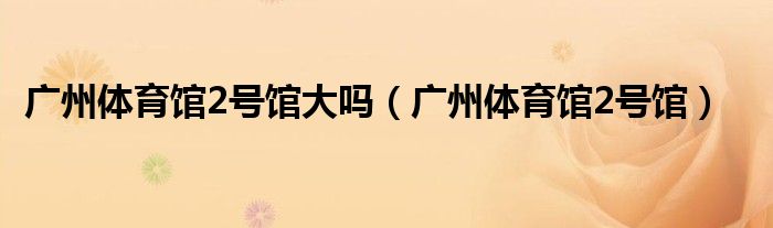 广州体育馆2号馆大吗（广州体育馆2号馆）