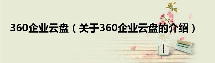 360企业云盘（关于360企业云盘的介绍）