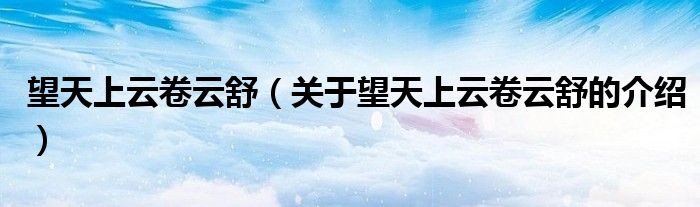 望天上云卷云舒（关于望天上云卷云舒的介绍）