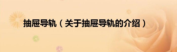 抽屉导轨（关于抽屉导轨的介绍）
