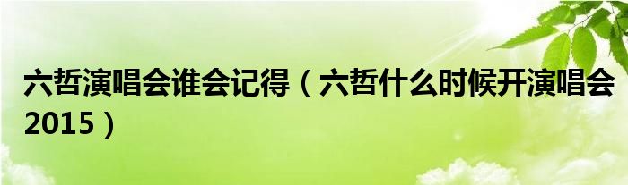 六哲演唱会谁会记得（六哲什么时候开演唱会2015）