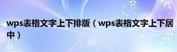 wps表格文字上下排版（wps表格文字上下居中）