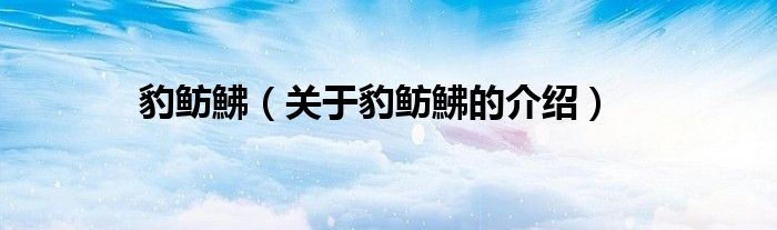 豹鲂鮄（关于豹鲂鮄的介绍）