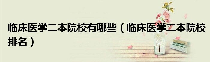 临床医学二本院校有哪些（临床医学二本院校排名）