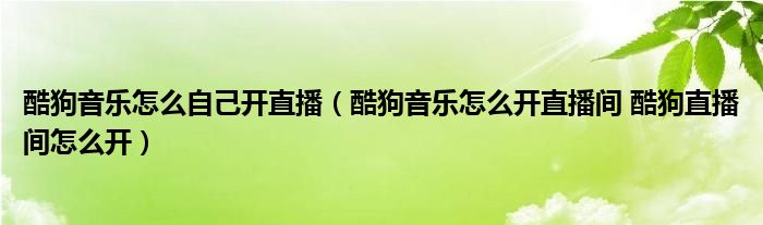 酷狗音乐怎么自己开直播（酷狗音乐怎么开直播间 酷狗直播间怎么开）