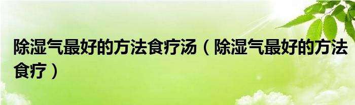 除湿气最好的方法食疗汤（除湿气最好的方法食疗）