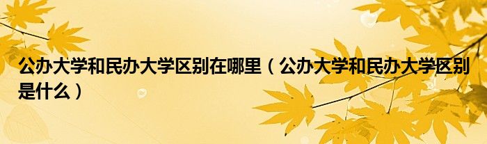 公办大学和民办大学区别在哪里（公办大学和民办大学区别是什么）