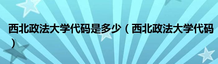 西北政法大学代码是多少（西北政法大学代码）