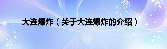 大连爆炸（关于大连爆炸的介绍）