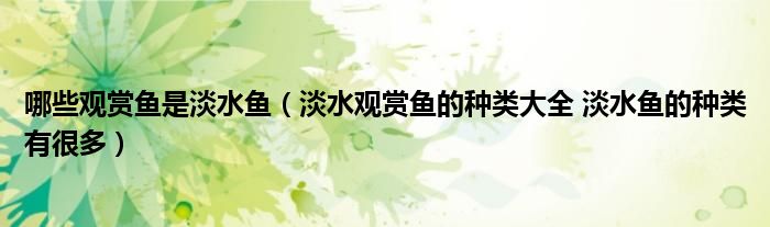 哪些观赏鱼是淡水鱼（淡水观赏鱼的种类大全 淡水鱼的种类有很多）
