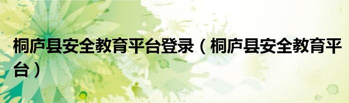 桐庐县安全教育平台登录（桐庐县安全教育平台）