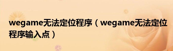 wegame无法定位程序（wegame无法定位程序输入点）