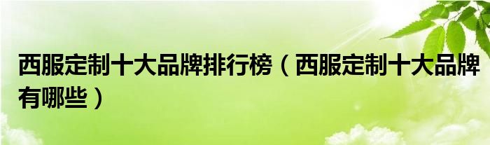 西服定制十大品牌排行榜（西服定制十大品牌有哪些）