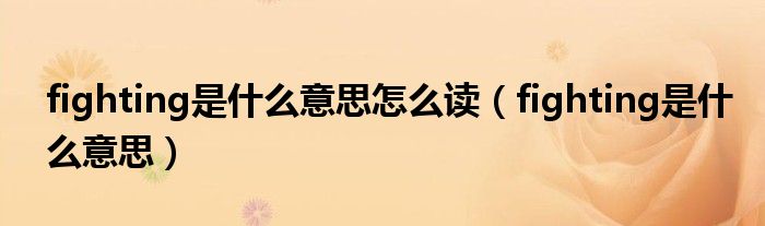 生动的fighting是什么意思的图像