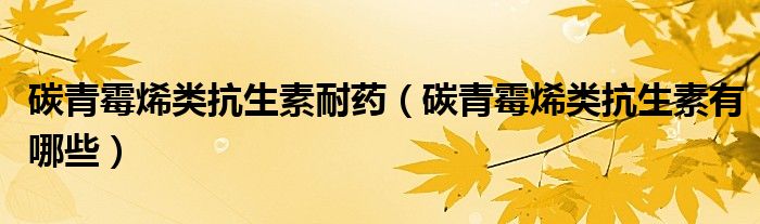 碳青霉烯类抗生素耐药（碳青霉烯类抗生素有哪些）